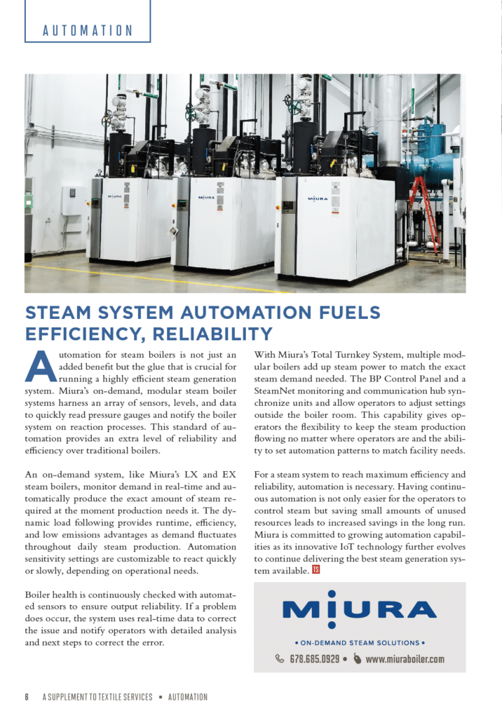 TRSA Magazine Feature on Steam System Automation